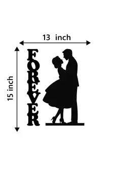 eCraftIndia Forever Couple Black Engineered Wood Wall Art Cutout Ready to Hang Home Decor
