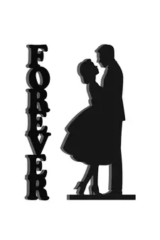 eCraftIndia Forever Couple Black Engineered Wood Wall Art Cutout Ready to Hang Home Decor