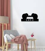 eCraftIndia Love Elephant Black Engineered Wood Wall Art Cutout Ready to Hang Home Decor