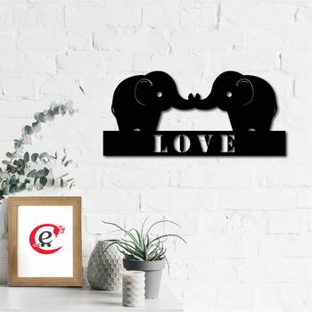 eCraftIndia Love Elephant Black Engineered Wood Wall Art Cutout Ready to Hang Home Decor 2