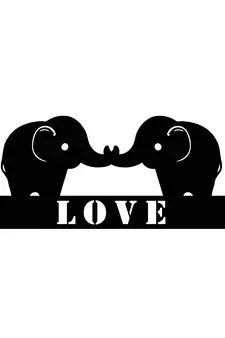 eCraftIndia Love Elephant Black Engineered Wood Wall Art Cutout Ready to Hang Home Decor