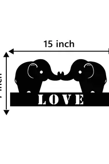 eCraftIndia Love Elephant Black Engineered Wood Wall Art Cutout Ready to Hang Home Decor
