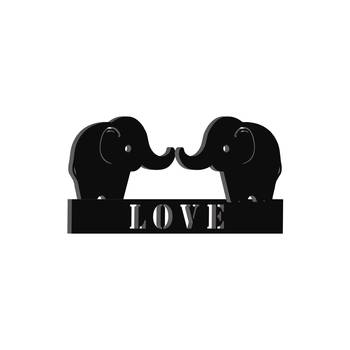 eCraftIndia Love Elephant Black Engineered Wood Wall Art Cutout Ready to Hang Home Decor 5