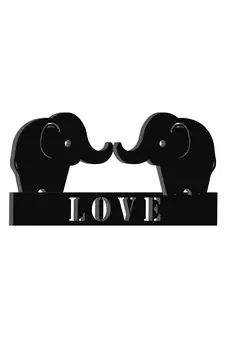 eCraftIndia Love Elephant Black Engineered Wood Wall Art Cutout Ready to Hang Home Decor