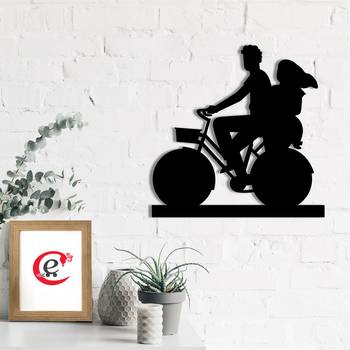 eCraftIndia Couple on Cycle Black Engineered Wood Wall Art Cutout Ready to Hang Home Decor 1