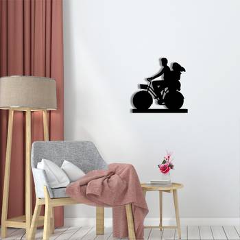 eCraftIndia Couple on Cycle Black Engineered Wood Wall Art Cutout Ready to Hang Home Decor 2