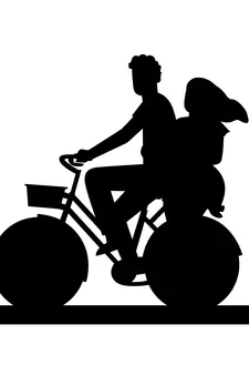 eCraftIndia Couple on Cycle Black Engineered Wood Wall Art Cutout Ready to Hang Home Decor