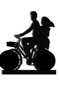 eCraftIndia Couple on Cycle Black Engineered Wood Wall Art Cutout Ready to Hang Home Decor