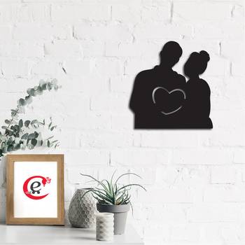 eCraftIndia Couple holding heart Black Engineered Wood Wall Art Cutout Ready to Hang Home Decor 1