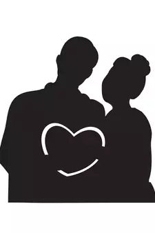 eCraftIndia Couple holding heart Black Engineered Wood Wall Art Cutout Ready to Hang Home Decor