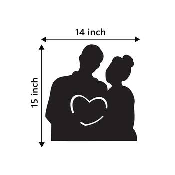 eCraftIndia Couple holding heart Black Engineered Wood Wall Art Cutout Ready to Hang Home Decor 4