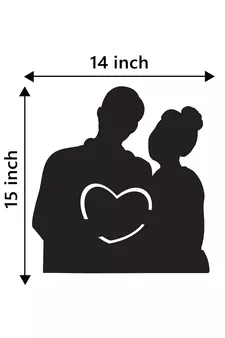eCraftIndia Couple holding heart Black Engineered Wood Wall Art Cutout Ready to Hang Home Decor