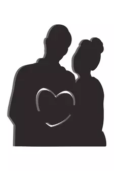 eCraftIndia Couple holding heart Black Engineered Wood Wall Art Cutout Ready to Hang Home Decor