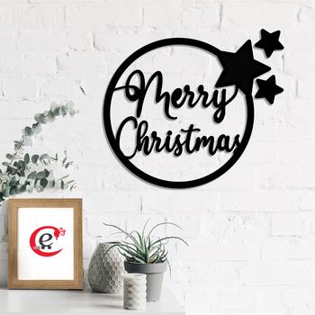 eCraftIndia Merry Christmas Black Engineered Wood Wall Art Cutout Ready to Hang Home Decor 1