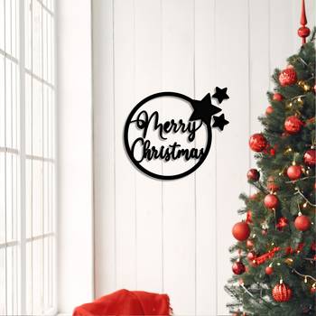 eCraftIndia Merry Christmas Black Engineered Wood Wall Art Cutout Ready to Hang Home Decor 2