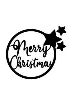 eCraftIndia Merry Christmas Black Engineered Wood Wall Art Cutout Ready to Hang Home Decor