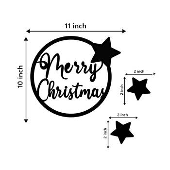 eCraftIndia Merry Christmas Black Engineered Wood Wall Art Cutout Ready to Hang Home Decor 4