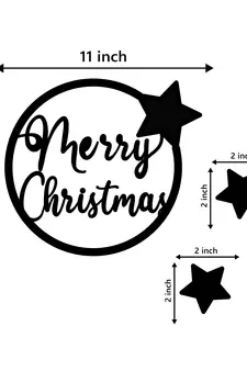 eCraftIndia Merry Christmas Black Engineered Wood Wall Art Cutout Ready to Hang Home Decor