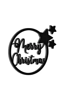 eCraftIndia Merry Christmas Black Engineered Wood Wall Art Cutout Ready to Hang Home Decor