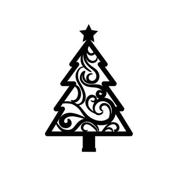 eCraftIndia Christmas Tree Black Engineered Wood Wall Art Cutout Ready to Hang Home Decor 3