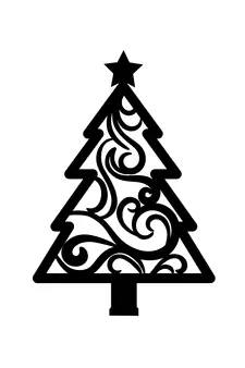 eCraftIndia Christmas Tree Black Engineered Wood Wall Art Cutout Ready to Hang Home Decor