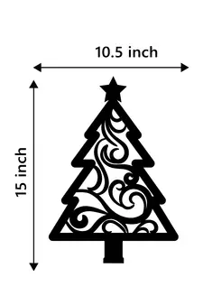eCraftIndia Christmas Tree Black Engineered Wood Wall Art Cutout Ready to Hang Home Decor
