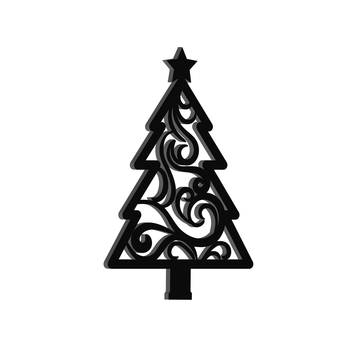 eCraftIndia Christmas Tree Black Engineered Wood Wall Art Cutout Ready to Hang Home Decor 5