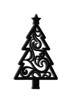 eCraftIndia Christmas Tree Black Engineered Wood Wall Art Cutout Ready to Hang Home Decor