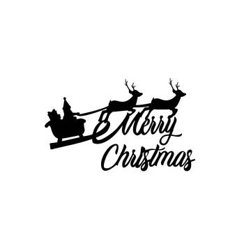 eCraftIndia Santa with Reindeer Black Engineered Wood Wall Art Cutout Ready to Hang Home Decor 3