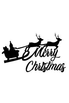 eCraftIndia Santa with Reindeer Black Engineered Wood Wall Art Cutout Ready to Hang Home Decor