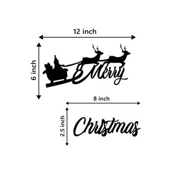 eCraftIndia Santa with Reindeer Black Engineered Wood Wall Art Cutout Ready to Hang Home Decor 4