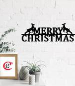 eCraftIndia Merry Christmas Black Engineered Wood Wall Art Cutout Ready to Hang Home Decor