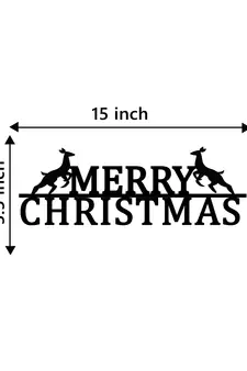 eCraftIndia Merry Christmas Black Engineered Wood Wall Art Cutout Ready to Hang Home Decor
