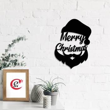 eCraftIndia Merry Christmas Santa Black Engineered Wood Wall Art Cutout Ready to Hang Home Decor 1