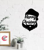 eCraftIndia Merry Christmas Santa Black Engineered Wood Wall Art Cutout Ready to Hang Home Decor