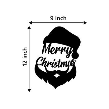eCraftIndia Merry Christmas Santa Black Engineered Wood Wall Art Cutout Ready to Hang Home Decor 4