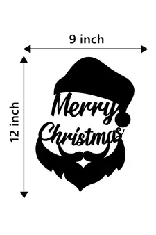 eCraftIndia Merry Christmas Santa Black Engineered Wood Wall Art Cutout Ready to Hang Home Decor