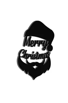 eCraftIndia Merry Christmas Santa Black Engineered Wood Wall Art Cutout Ready to Hang Home Decor