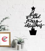 eCraftIndia A Bright and Merry Christmas Black Engineered Wood Wall Art Cutout Ready to Hang Home Decor