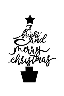 eCraftIndia A Bright and Merry Christmas Black Engineered Wood Wall Art Cutout Ready to Hang Home Decor