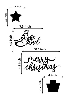 eCraftIndia A Bright and Merry Christmas Black Engineered Wood Wall Art Cutout Ready to Hang Home Decor
