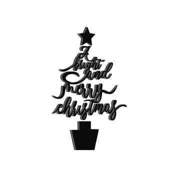 eCraftIndia A Bright and Merry Christmas Black Engineered Wood Wall Art Cutout Ready to Hang Home Decor 5