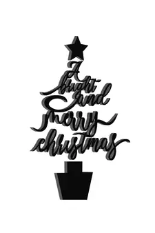 eCraftIndia A Bright and Merry Christmas Black Engineered Wood Wall Art Cutout Ready to Hang Home Decor