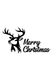 eCraftIndia Merry Christmas Reindeer Black Engineered Wood Wall Art Cutout Ready to Hang Home Decor