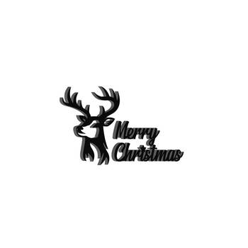 eCraftIndia Merry Christmas Reindeer Black Engineered Wood Wall Art Cutout Ready to Hang Home Decor 5