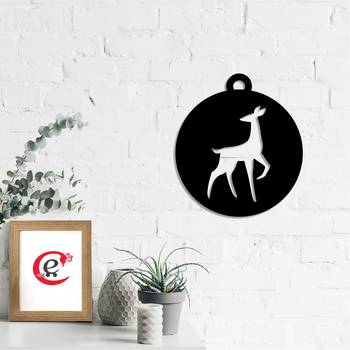eCraftIndia Deer on Ball Black Engineered Wood Wall Art Cutout Ready to Hang Home Decor 1