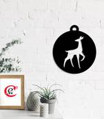 eCraftIndia Deer on Ball Black Engineered Wood Wall Art Cutout Ready to Hang Home Decor