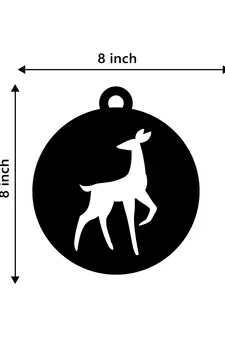 eCraftIndia Deer on Ball Black Engineered Wood Wall Art Cutout Ready to Hang Home Decor