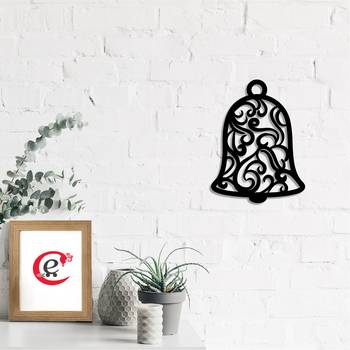 eCraftIndia Christmas Bell Black Engineered Wood Wall Art Cutout Ready to Hang Home Decor 1