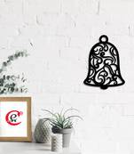 eCraftIndia Christmas Bell Black Engineered Wood Wall Art Cutout Ready to Hang Home Decor